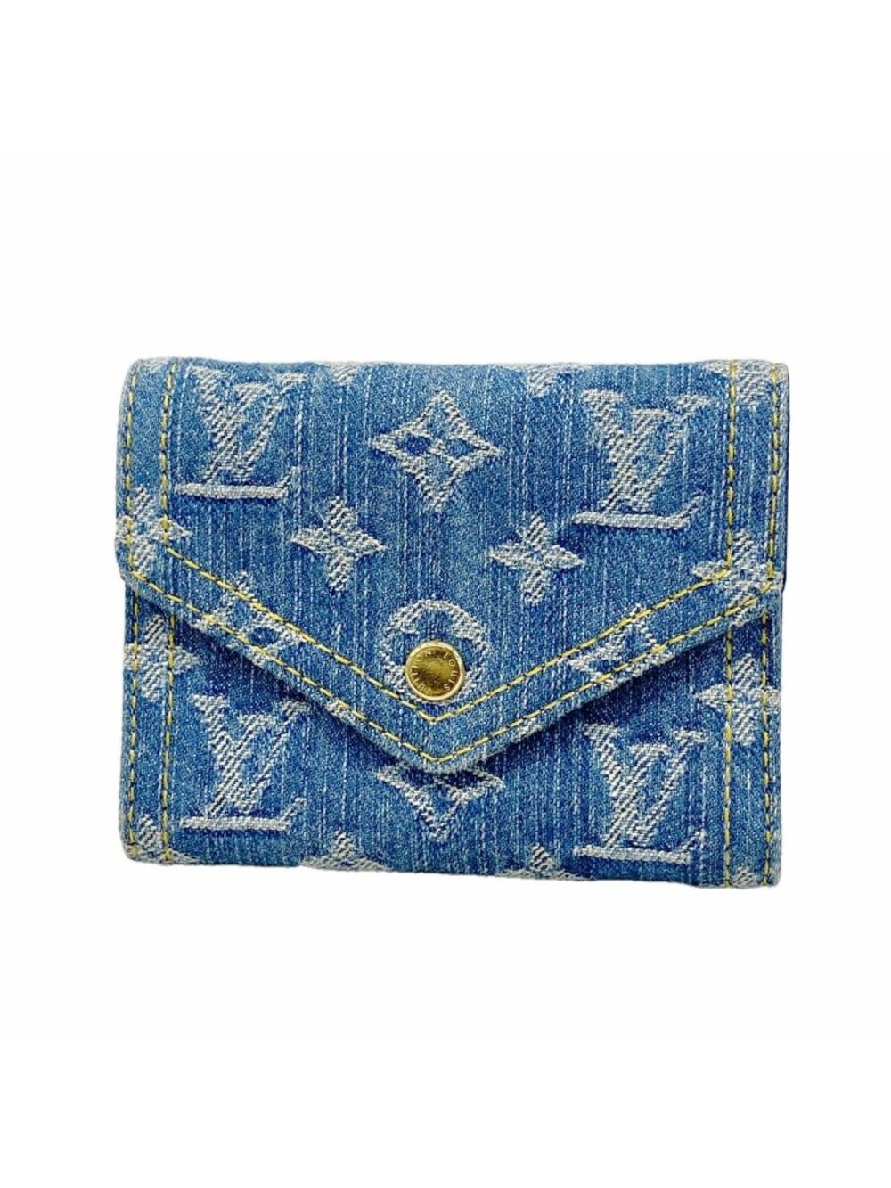 Louis Vuitton Trifold Wallet Monogram Denim Portefeuille Victorine Blue
